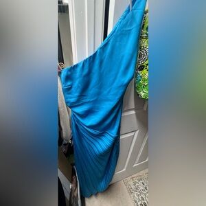 Lulu's Vibrant Teal Blue One-Shoulder Dress